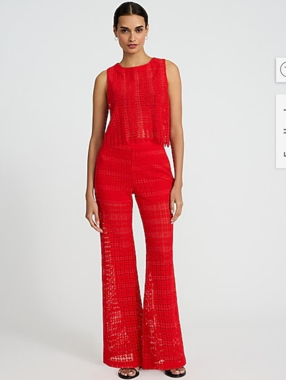 ❤️ NWOT! EXPRESS RED LACE HIGH WAIST LACE FLARE PANTS, 2 (26) - Picture 4 of 15